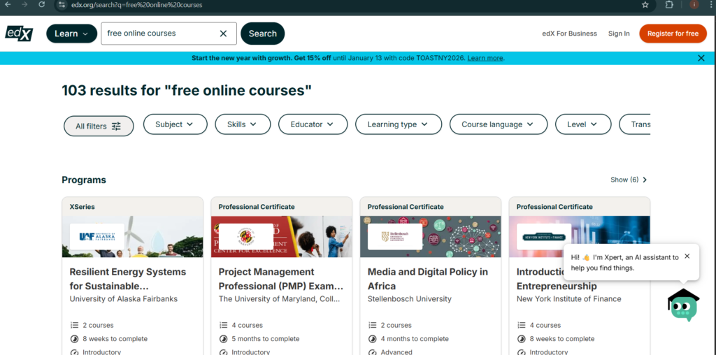 edX free online digital skills courses