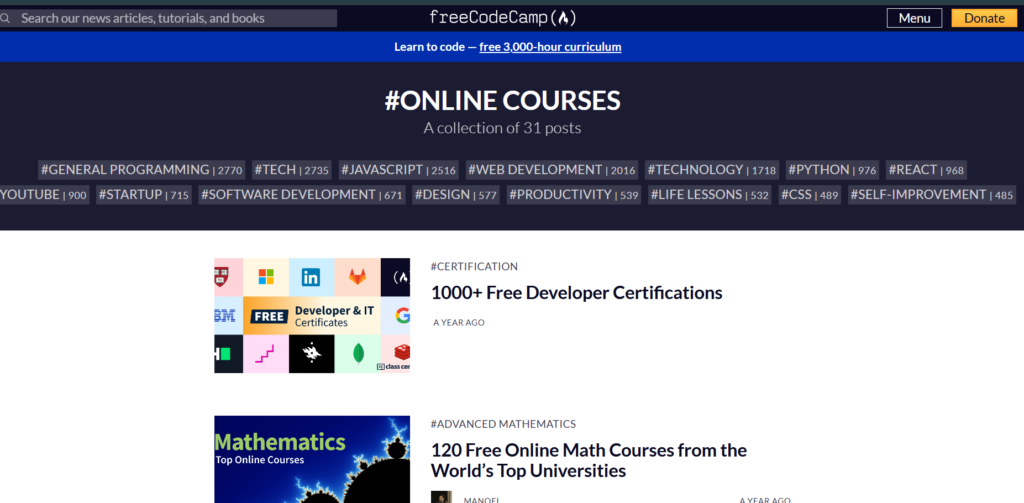 freeCodeCamp free coding and digital skills platform