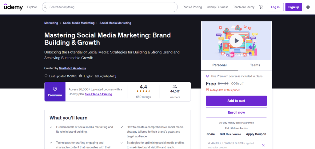 Udemy digital marketing course free coupon