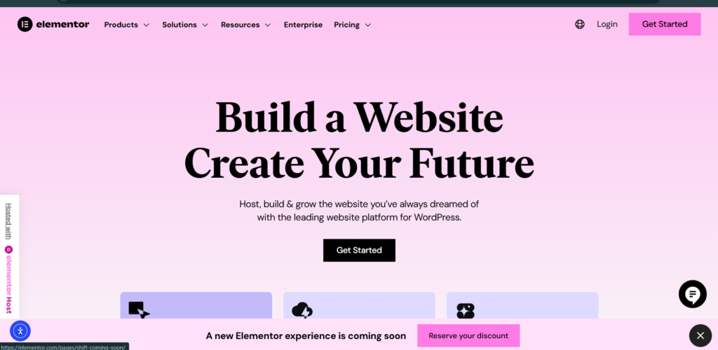Elementor page builder interface for WordPress web design