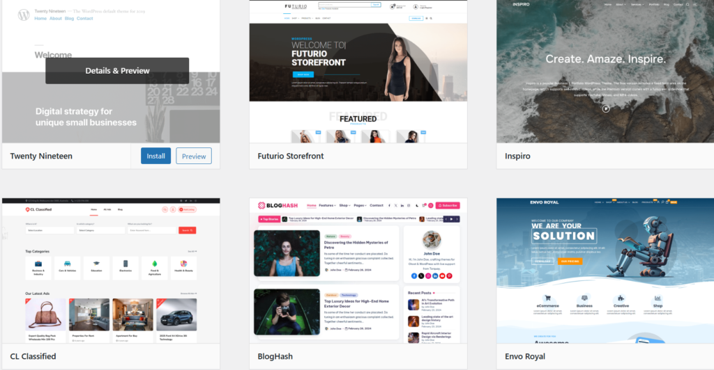 WordPress theme design preview for beginners