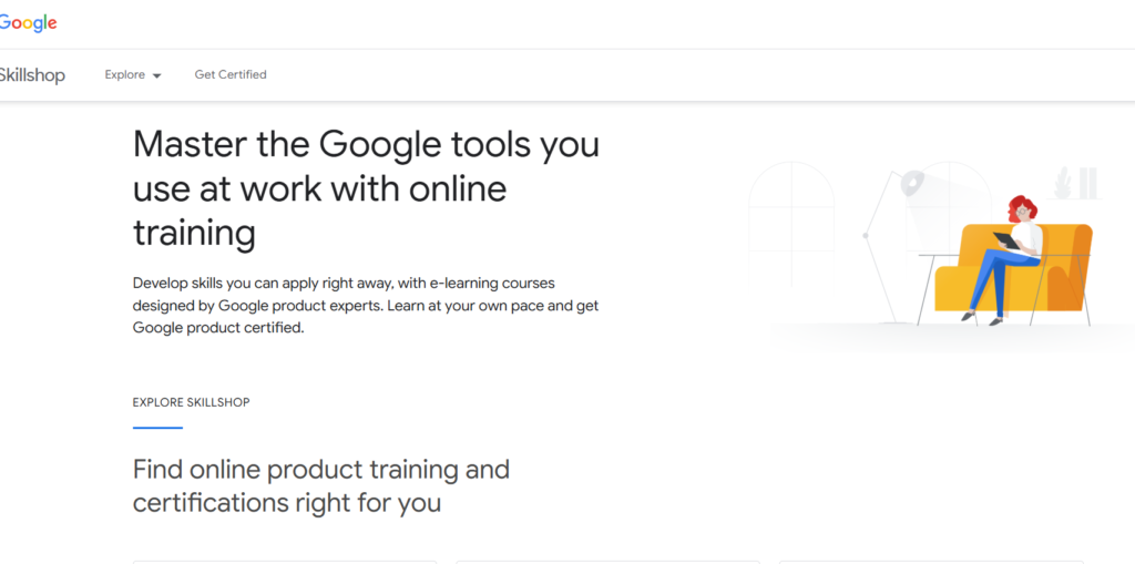 Google Skillshop course lesson interface