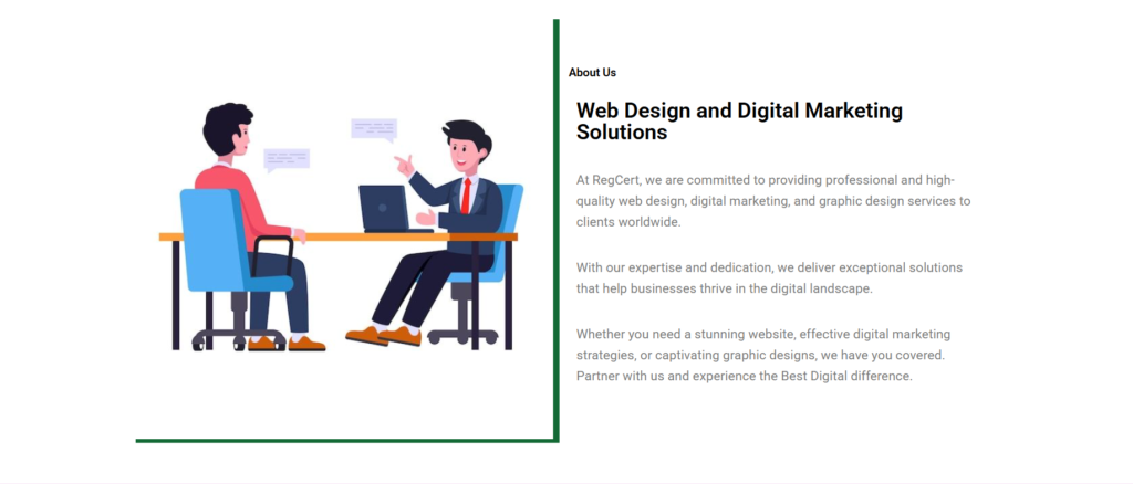Example of a professional About Us page design in WordPress