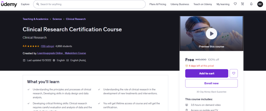 Clinical Research Certification Course